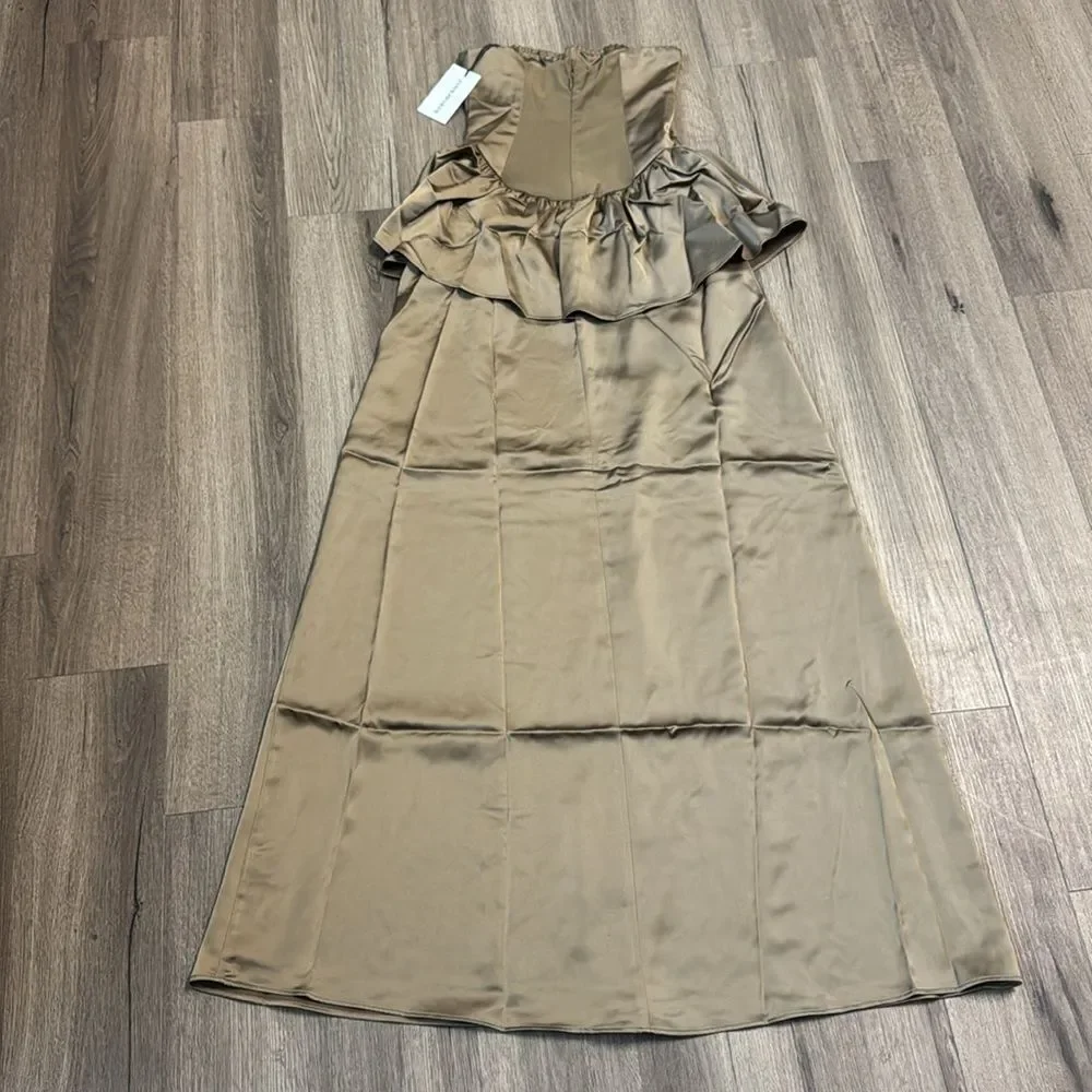 WeWoreWhat Strapless Corset Peplum Maxi Dress Brown 0 - Picture 8 of 10